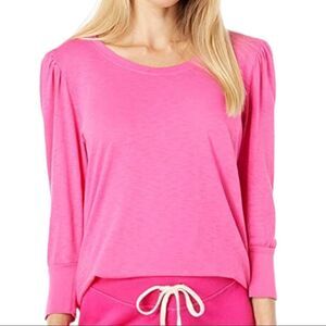 Sundry Pima Cotton 3/4 Puff Sleeve Top